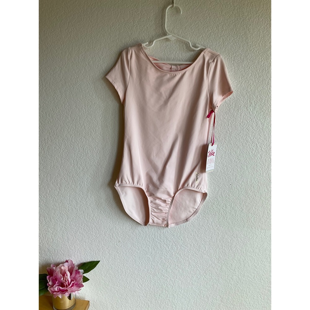 Justice Girls Pink Cap Sleeve Bow Back Ballet Leotard Size L 12/14 NWT